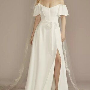 NWT DB Studio Recycled Crepe Off-the-Shoulder Wedding Dress